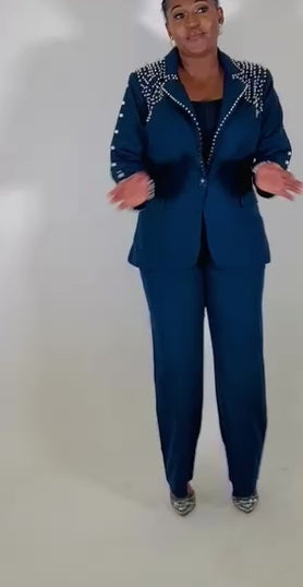 Elegant beaded Suit Set (Navy blue)