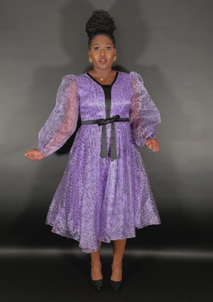Puffy longsleeves MidiDress (lavender)