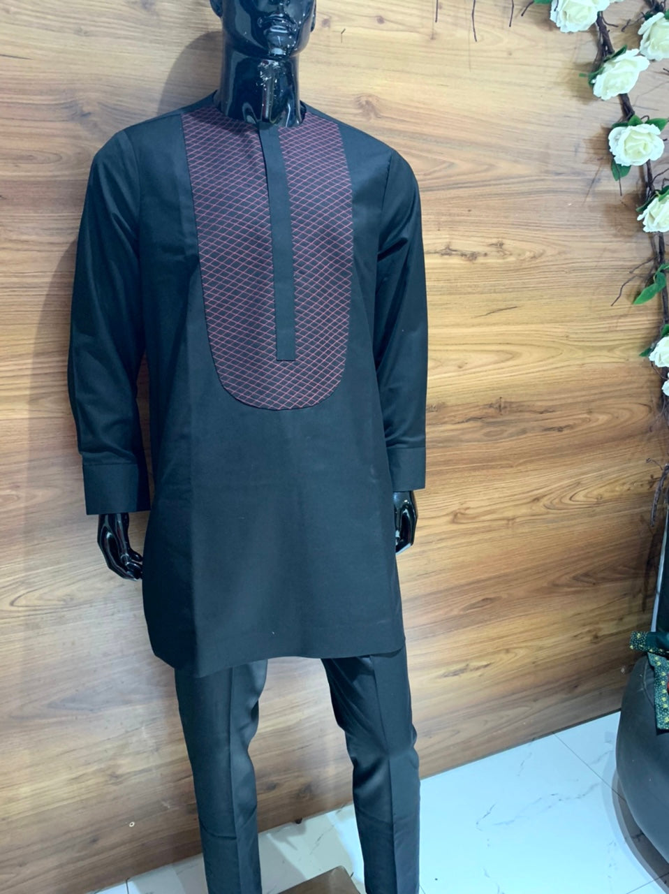 Black designed senator style kaftan 2pc