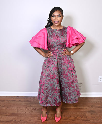 Skater Brocade Midi Dress