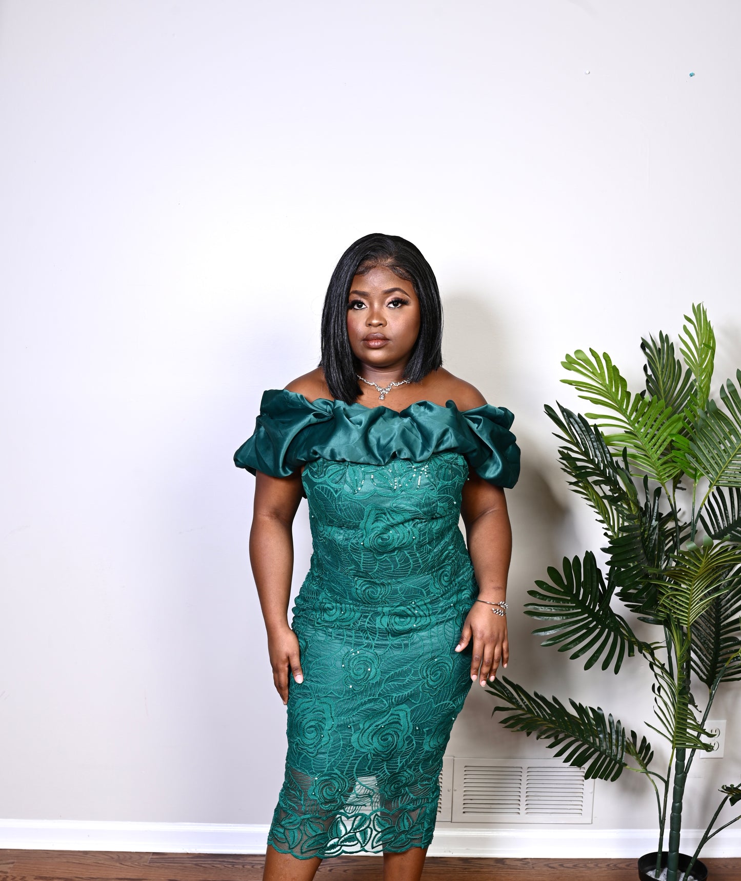 Emerald Green Lace Dress